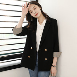 Black suit jacket for women 2024 spring and autumn new high-end casual small design niche suit top