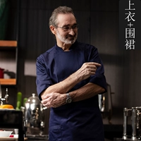 Тибетский синий семерым топ -топ в рукаве плюс фартук с двойной картой хлопок