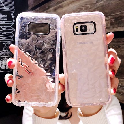 三星S8手机壳S9+Plus透明s7edge钻石纹全包