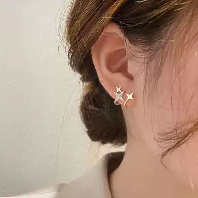 Korean star ear needle French advanced sense sterling silver needle special design sense niche 2021 New Tide earrings