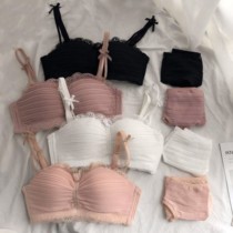 Bra no steel ring to woo small bra Sexy lace girl underwear suit female Han version anti-sagging mid-thick