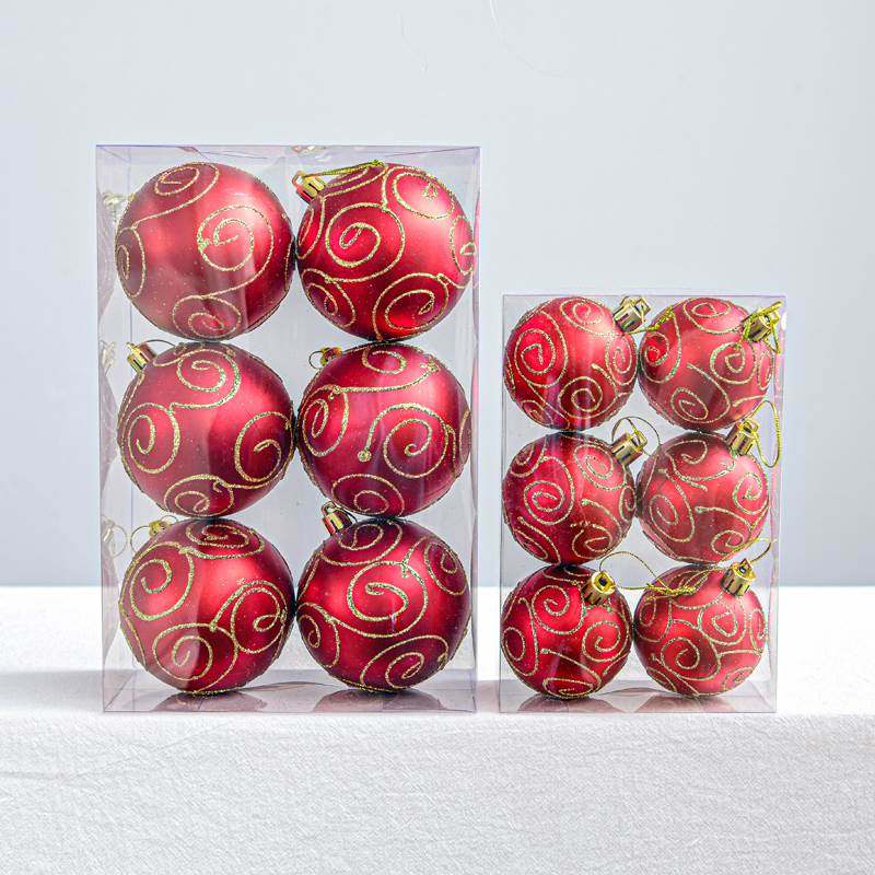 Christmas ball decorated with a sling red matte box 6 Christmas tree decoration hanging shopping mall window arrangement