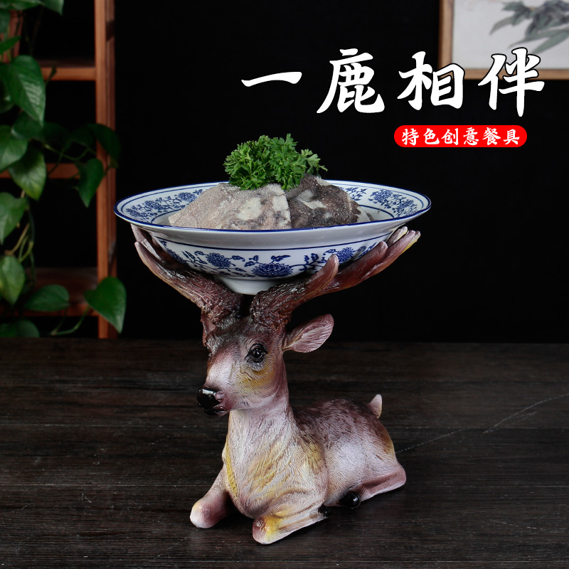 Qianxi hotel tableware creative plate characteristic restaurant animal decoration plate bracket creative dish artistic conception dish tableware