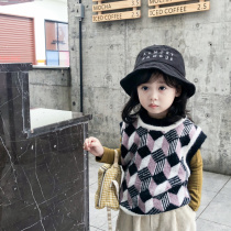 Beauty girl City girl baby Foreign style mohair plaid vest 2019 autumn and winter New Girls