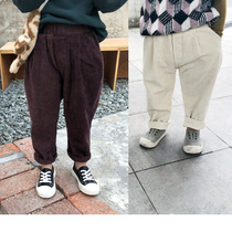 City of beauty girl baby corduroy radish pants 2019 Winter new girl dress plus velvet Joker