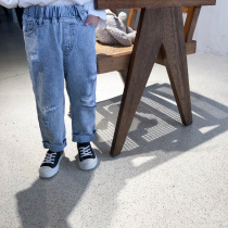 City of beauty girl baby loose hole jeans 2019 autumn new girl dress tide style