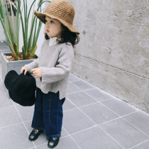 City of Beauty Girl Baby V-neck sweater autumn new girls dress feels great thread coat