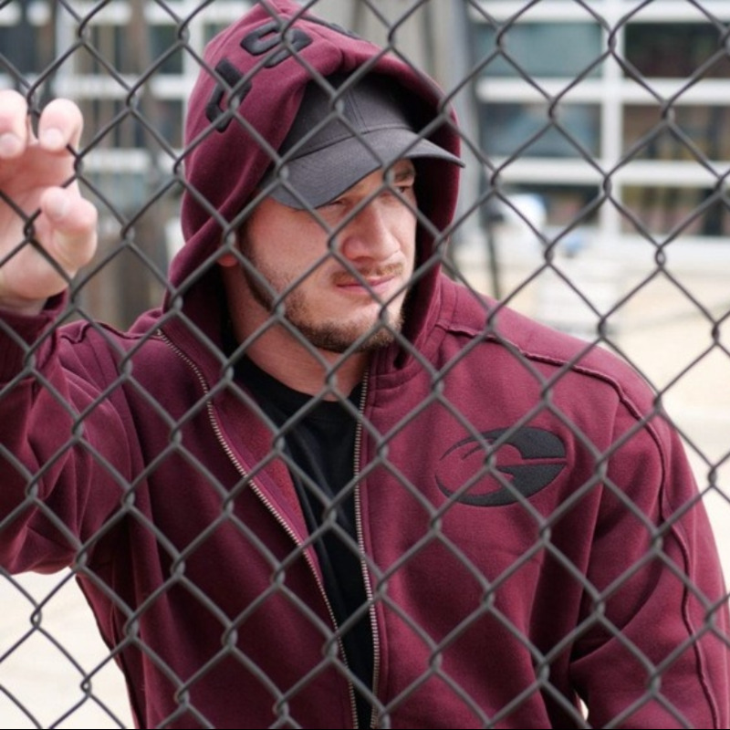 Gasp Warcraft Sweatshirt Autumn and Winter Warm Thickened Fleece Loose Large Size Sports Fitness Burgundy Zipper Hooded Jacket Gasp Warcraft Sweatshirt Autumn and Winter Warm Thickened Fleece Loose Large Size Sports Fitness Burgundy Zipper Hooded Jacket