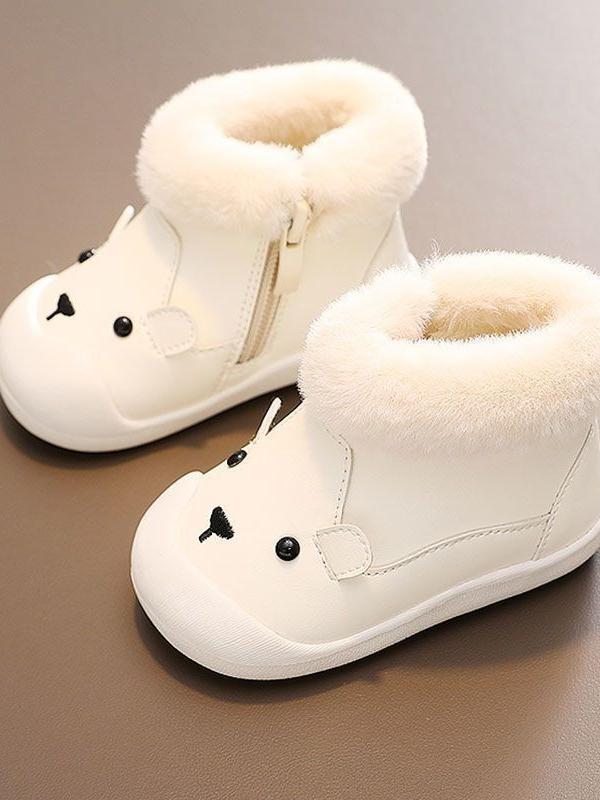 Baby cotton shoes Cavelvet thickened Warmth Soft-bottom Cartoon Winter 1 1-3-year-old Walking Shoes Baby Super Cute Short Boots-Taobao