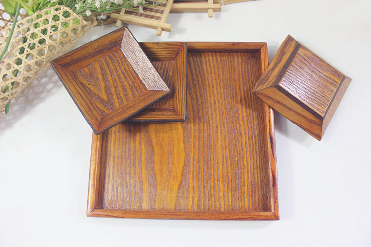 Đĩa gỗ trái cây sấy khô đặt đĩa ăn nhẹ khay retro bằng gỗ tấm lưới lưới sáng tạo quán cà phê quán trà nhà - Tấm khay trà gỗ