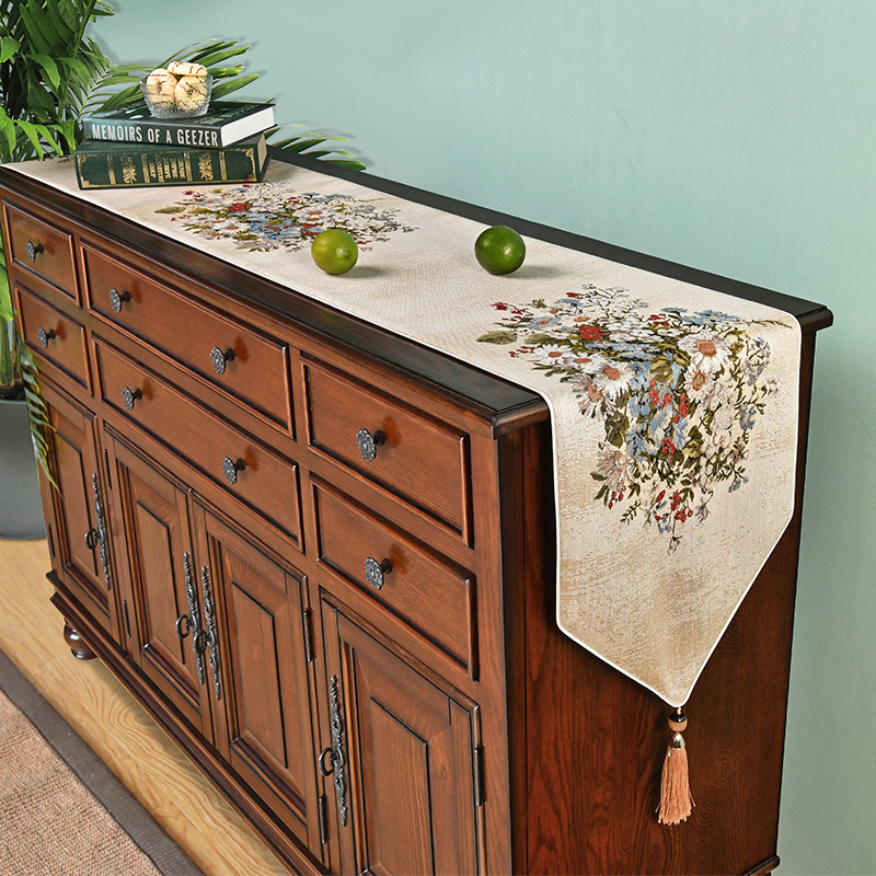 Table flag European American luxury high-end modern simple Nordic light luxury coffee table flag cloth Dining table dining cabinet long cloth