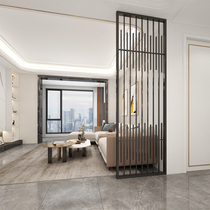 Light luxury stainless steel screen titanium metal partition grille hollow modern simple porch living room decoration custom