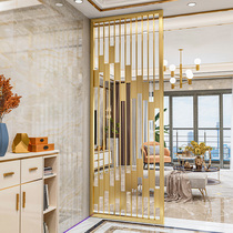 Stainless steel screen partition titanium gold living room modern simple light luxury flower grid into the European porch hollow carved