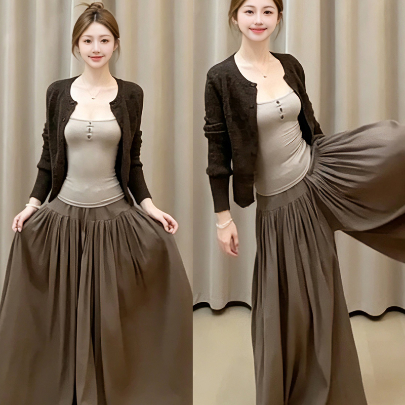 Early Autumn Women's Clothing 2026 New Cardigan and Skirt-Pants Outfit Set, Fashionable and High-End Autumn Fashion Complete Set Early Autumn Women's Clothing 2026 New Cardigan and Skirt-Pants Outfit Set, Fashionable and High-End Autumn Fashion Complete Set