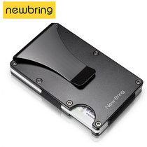 Niu Bing Ultra-thin metal wallet card bag male convenient small wallet Simple large capacity credit card clip anti-theft brush