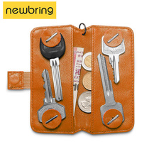 NewBring pull-out key bag Mens small leather simple key storage bag mens large capacity female key bag