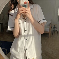 Cotton double-layer gauze pajamas female summer student Korean version sweet and comfortable skin-friendly thin short-sleeved shorts home service