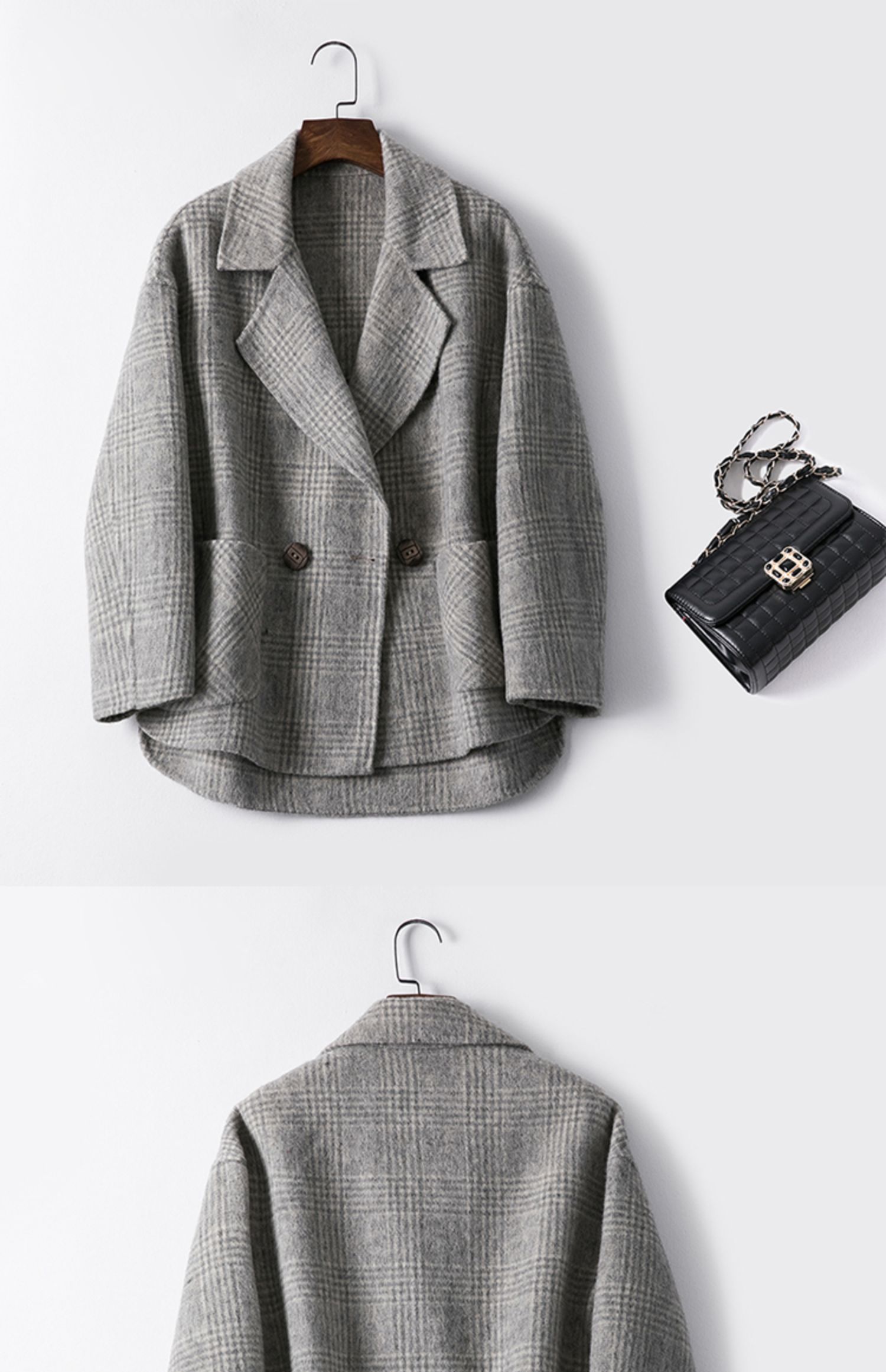 2019 mới áo hai mặt cashmere chống mùa nữ áo dài phổ biến hoang dã handmade ngắn đoạn - Accentuated eo áo áo vest dạ nữ ngắn