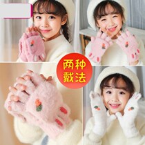 Childrens gloves for girls 10 years old 11 years old 12 years old winter New plus velvet thickened children 8 years old girl winter cute