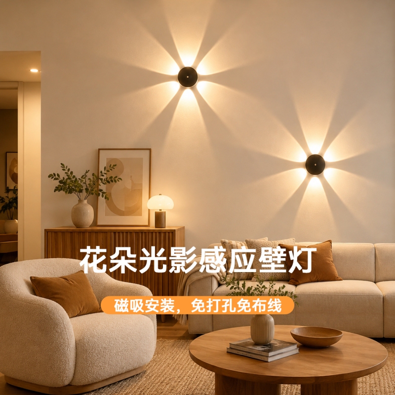 Flower-Shaped Human Body Sensor Light, Magnetic Smart Rechargeable Corridor and Hallway Wall Ambient Light, Automatic Sensing Night Light Flower-Shaped Human Body Sensor Light, Magnetic Smart Rechargeable Corridor and Hallway Wall Ambient Light, Automatic Sensing Night Light
