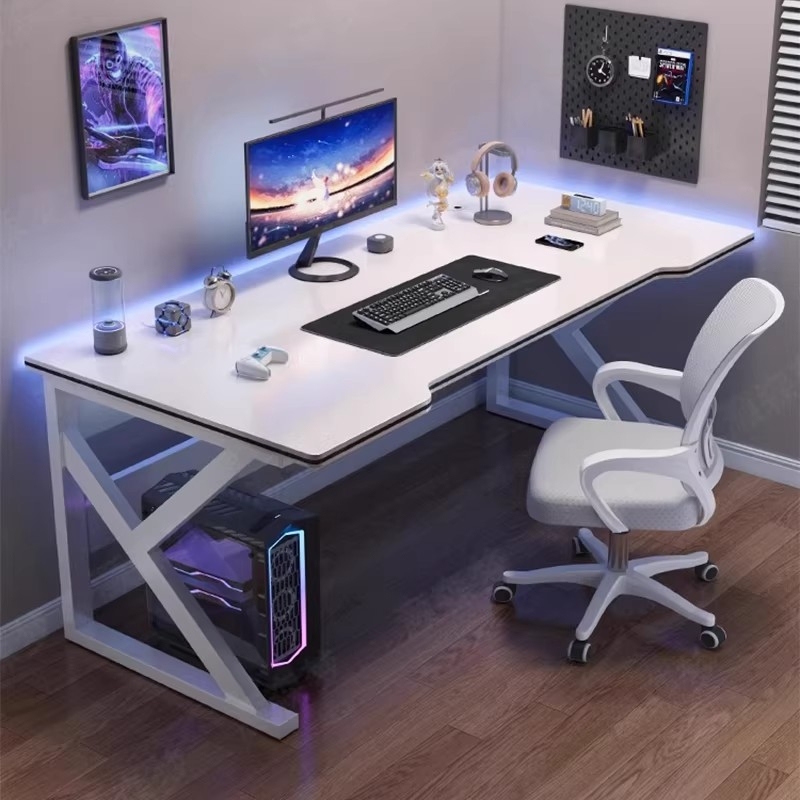 Computer Desk Desktop Home Bedroom Table and Chair Gaming Table Work Desk White Carbon Fiber Gaming Desktop