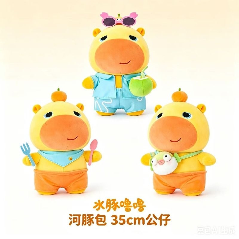 Authentic Capybara Lulu Large Plush Toy Stuffed Animal Capybara Children's Birthday Gift Pufferfish Authentic Capybara Lulu Large Plush Toy Stuffed Animal Capybara Children's Birthday Gift Pufferfish