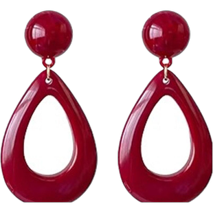 港风复古红色水滴夸张耳饰高级感无耳洞耳环耳钉耳夹款防过敏手作