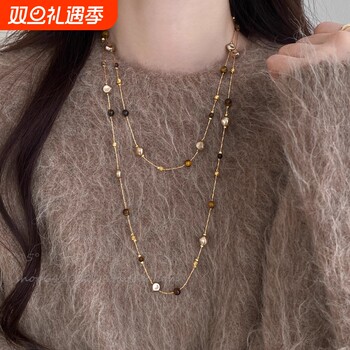 Maillard tiger eye pearl necklace women's autumn and winter 2025 hot style versatile light luxury high-quality long sweater chain