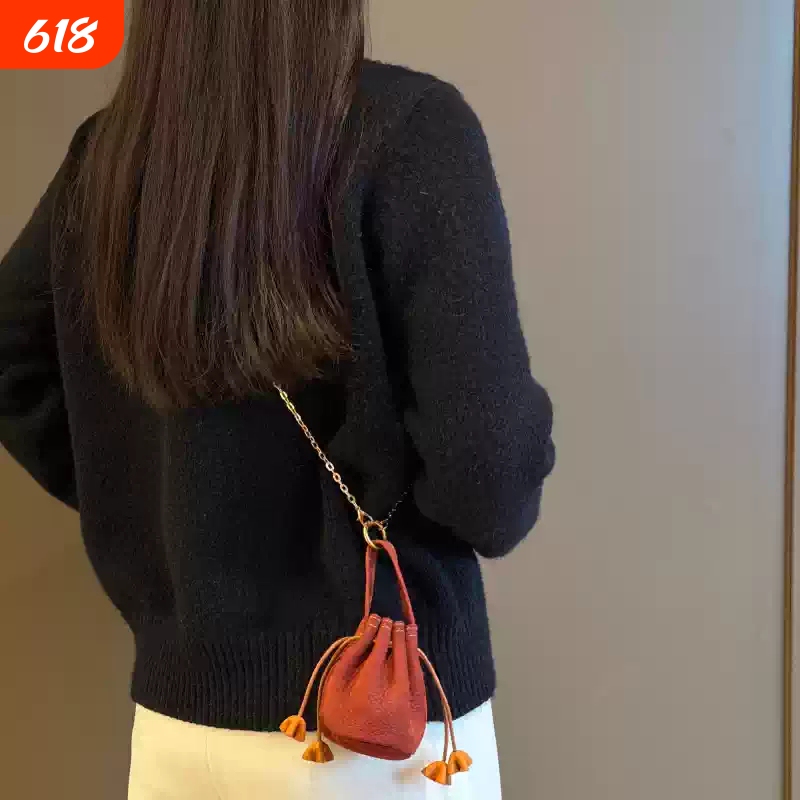 [All Girls' Bags and Clothing Wardrobes] Ceutokvien Small Basket Wallet First-Layer Cowhide Key Bag