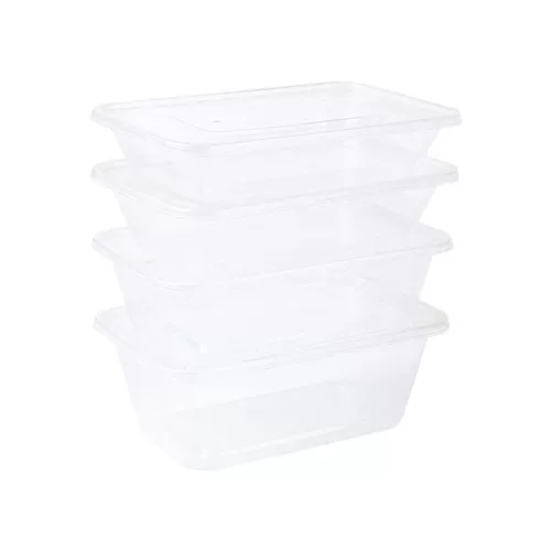 Одноразовая ланч -коробка прямоугольная круговая бочка пластиковая пластиковая вынос на фаст -фуд Упаковочная коробка с пищевой печи с крышкой