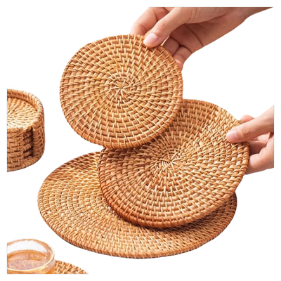 隔热藤编垫子家用防烫锅垫碗垫耐高温餐桌垫盘子垫杯垫茶壶托圆形