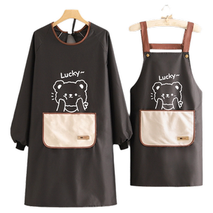 家用厨房防水防油围裙餐饮专用成人工作服长袖罩衣女做饭围腰男士