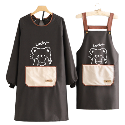 家用厨房防水防油围裙餐饮专用成人工作服长袖罩衣女做饭围腰男士