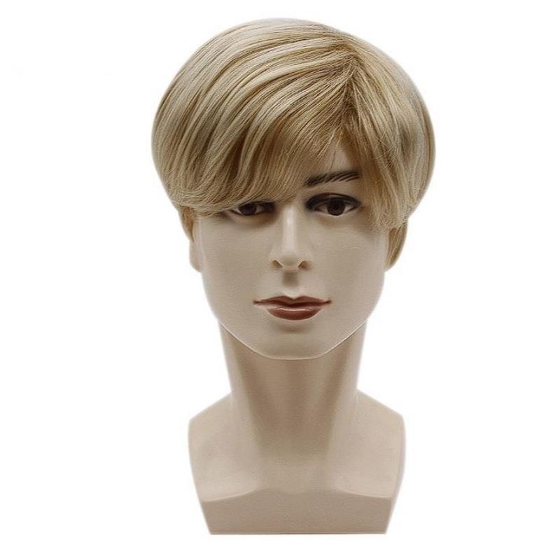 Cross-Border New European and American Men's Wigs, Short Hair with Side Bangs in Light Blonde, High-Temperature Synthetic Fiber Wigs Wholesale Cross-Border New European and American Men's Wigs, Short Hair with Side Bangs in Light Blonde, High-Temperature Synthetic Fiber Wigs Wholesale