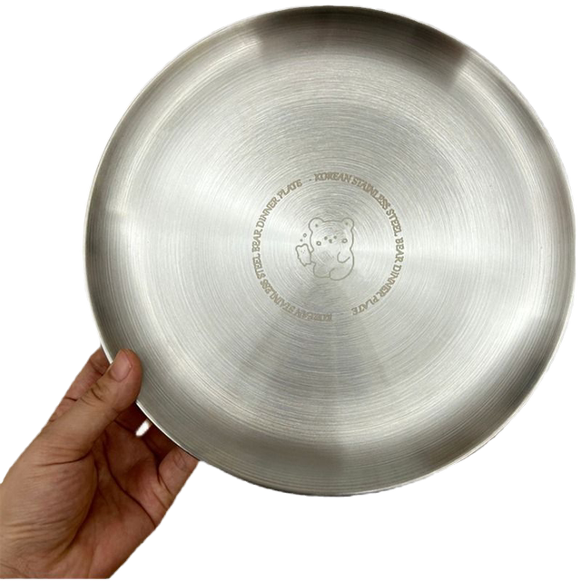 Korean disc stainless steel flat disc matte round cartoon