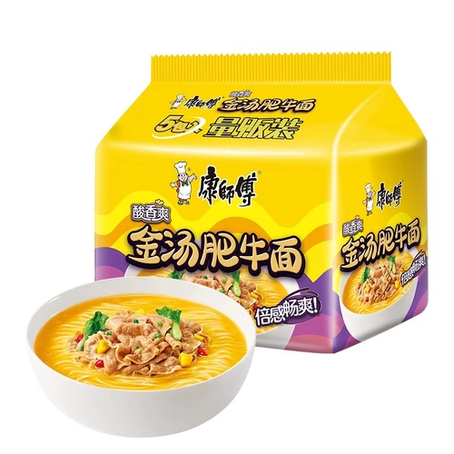 康师傅 Мгновенная лапша, Джин Тан Тан Фей Сумки из говядины, фастфуд, говяжья лапша, помидоры, маринованная капустная лапша, тушеная говяжья лапша
