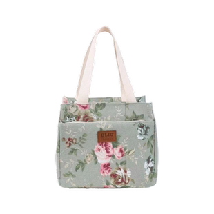 新款帆布包时尚手提包手拎外出上班便当包保温层饭盒单肩防水便携