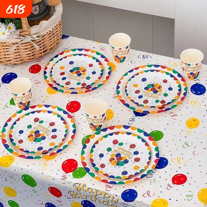 Disposable Tablecloth Birthday Scene Decoration Girl's First Birthday Party Supplies Children's Party Ten-Year-Old Boy