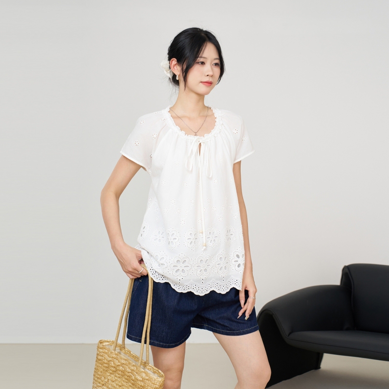 Ellieluke Maternity Wear 2026 Summer Short-Sleeved T-Shirt High-End Women's Breathable Casual Large Size White Thin Top Ellieluke Maternity Wear 2026 Summer Short-Sleeved T-Shirt High-End Women's Breathable Casual Large Size White Thin Top