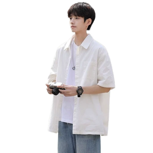 Белая японская рубашка, куртка, оверсайз, подходит для подростков