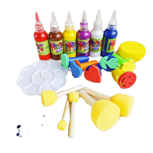 儿童美术绘画海绵印章画刷幼儿园画画拓印棒工具涂鸦颜料滚筒创意