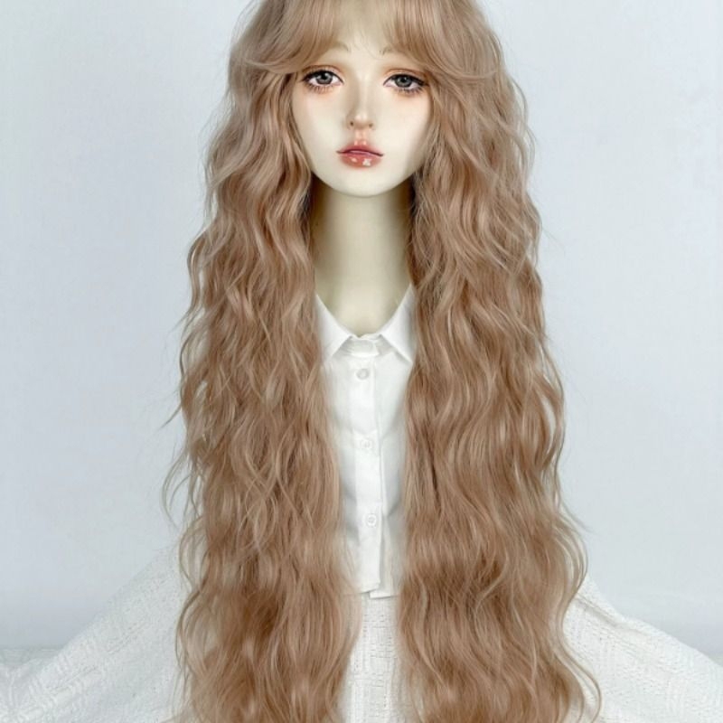 High-Quality Golden Wig Lolita Long Curly Hair Full Head Wig for Women with Big Waves Doll-Like Super Long Wool Curls for Daily Use
