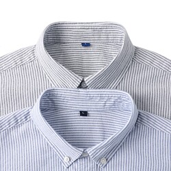 Summer short-sleeved cotton oxford blue shirt long-sleeved men's fashionable casual striped jacket with shirt inside for men