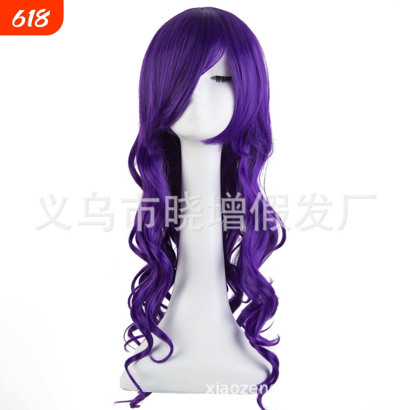 Versatile Long Synthetic Wig, Face-Slimming Fashion Women's Hair, Anime Cosplay Deep Purple Wig, Cross-Border Wholesale Versatile Long Synthetic Wig, Face-Slimming Fashion Women's Hair, Anime Cosplay Deep Purple Wig, Cross-Border Wholesale