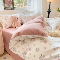 Комплект, пододеяльник, хлопковая двухэтажная простыня, 4 предмета