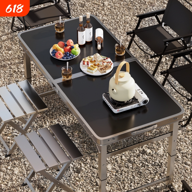 Outdoor Folding Table Portable Night Market Stall Small Table Rectangular Aluminum Alloy Picnic Table Camping Dining Table and Chairs