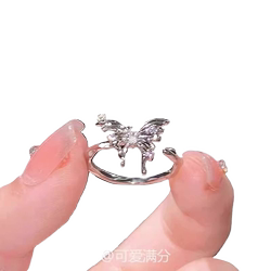 여성용 고급 중공 지르콘 나비 오프닝 링 New Silver Light Luxury Fashion 925 Silver