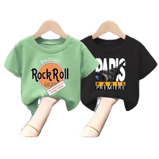 
100% pure cotton boys T-shirt short-sleeved 2024 summer new baby girl half-sleeved top children's T-shirt close-fitting