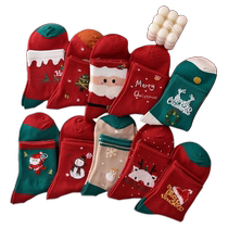 袜子女款秋冬新款创意圣诞老人袜子女红色礼品中筒袜本命年袜子冬