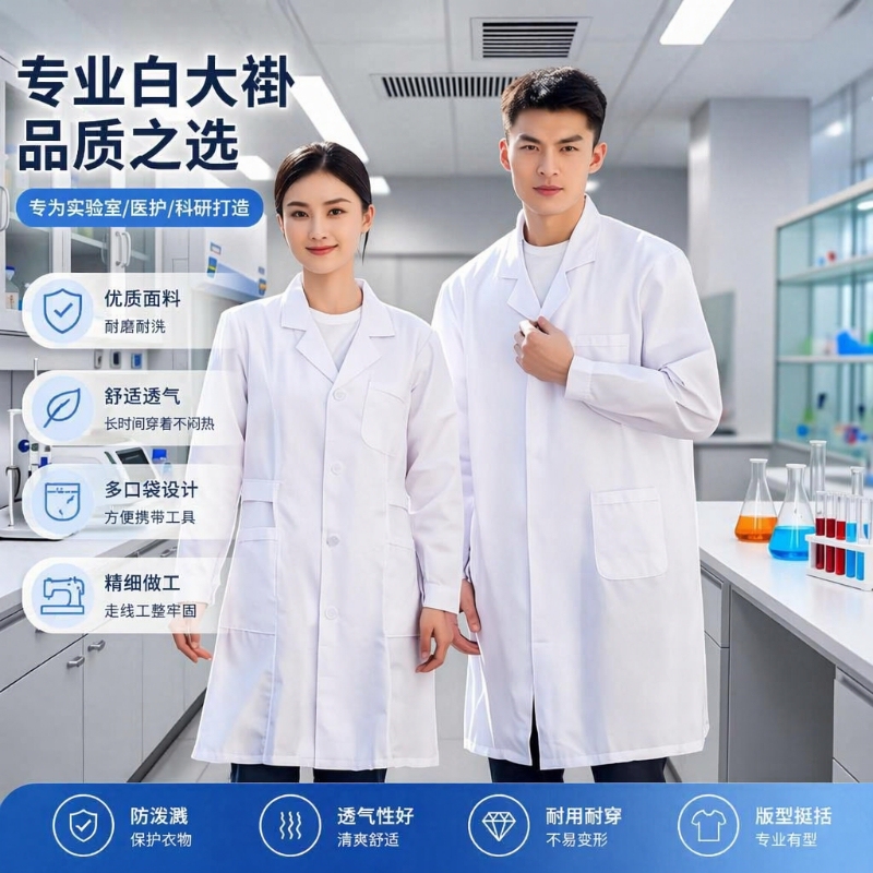 Medical Acid-Alkali Resistant Lab Coat, White Work Uniform, Thin Style for Doctors, Men and Women, Hospital Nurse Long-Sleeve with Cuffs Medical Acid-Alkali Resistant Lab Coat, White Work Uniform, Thin Style for Doctors, Men and Women, Hospital Nurse Long-Sleeve with Cuffs